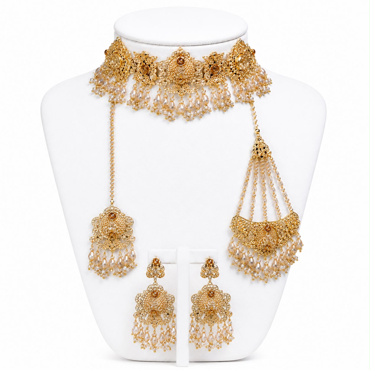 Luxury Bridal Choker Jewelry Set with Jhumar & Earrings
