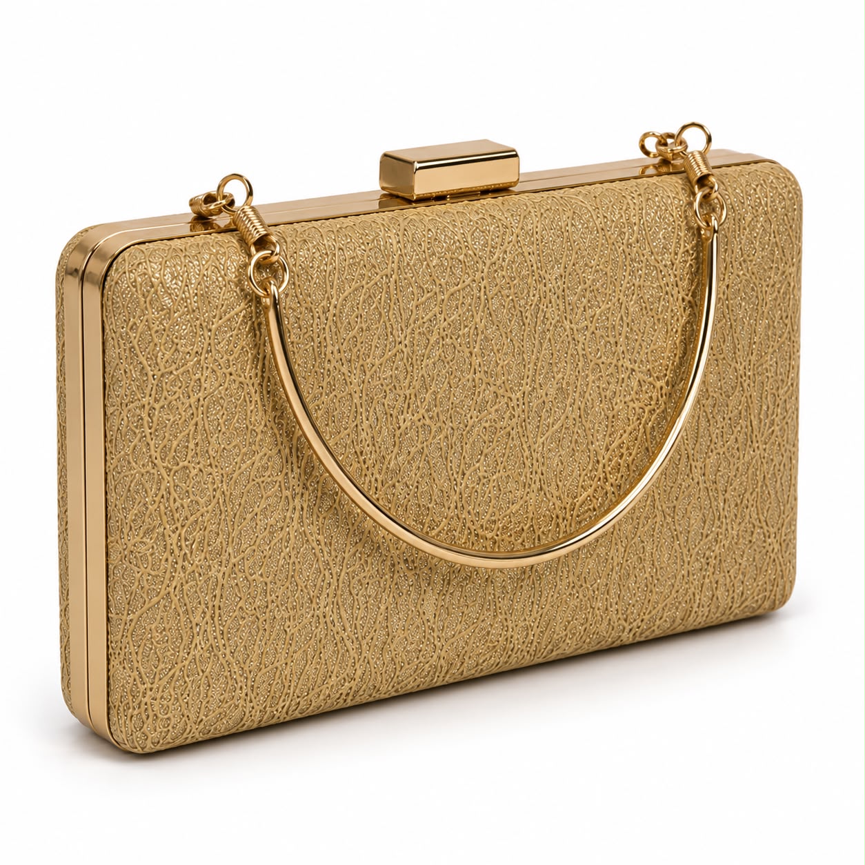 Luxury Gold Textured Evening Clutch Bag for Women