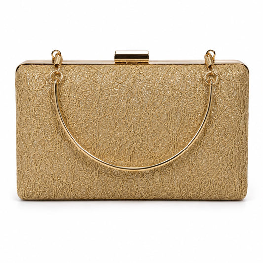 Luxury Gold Textured Evening Clutch Bag for Women
