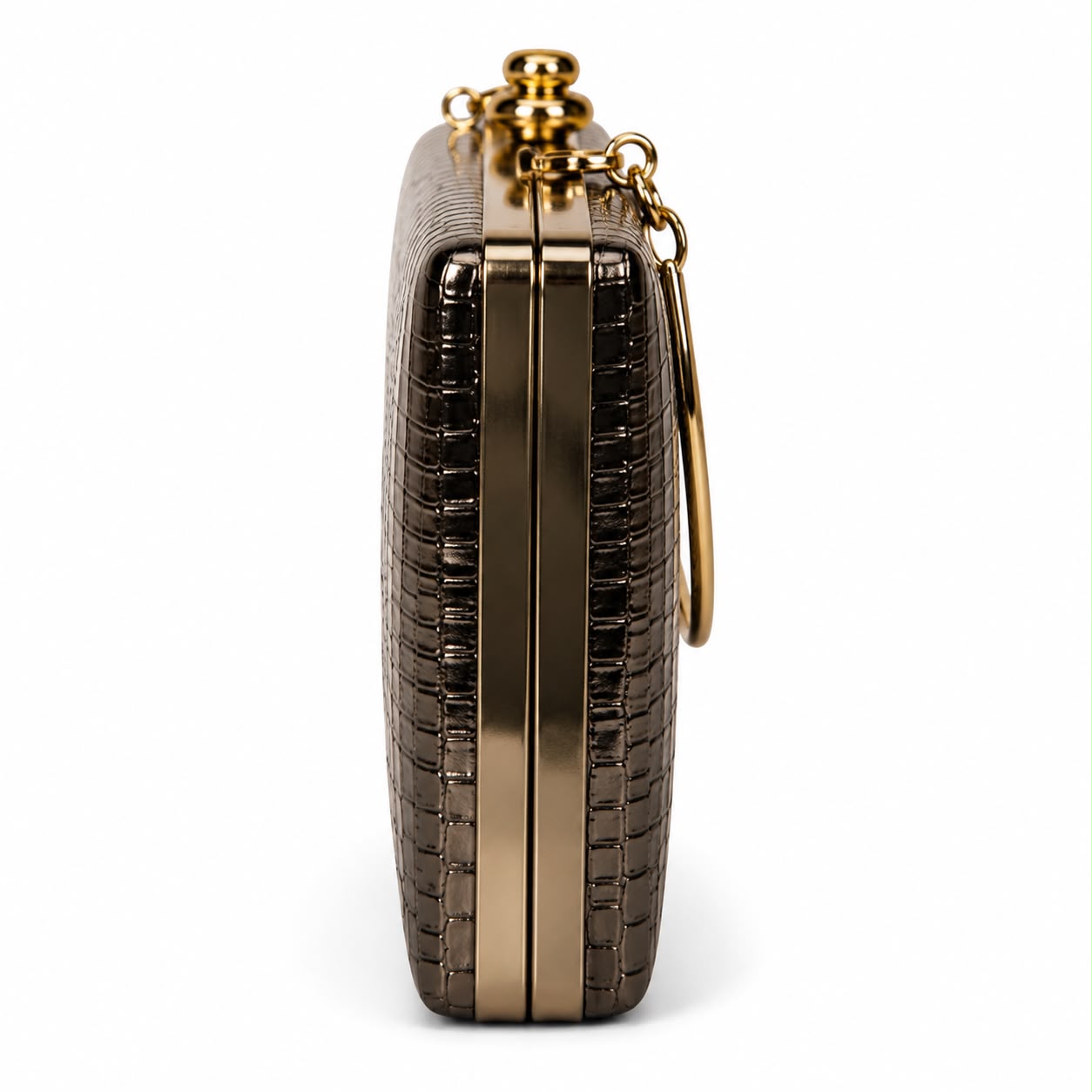 Luxury Croc Embossed Metallic Evening Clutch Bag for Women
