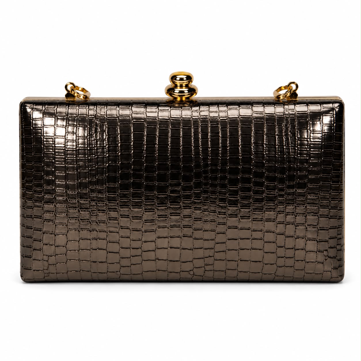 Luxury Croc Embossed Metallic Evening Clutch Bag for Women