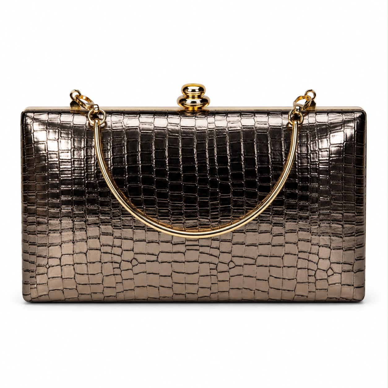 Luxury Croc Embossed Metallic Evening Clutch Bag for Women