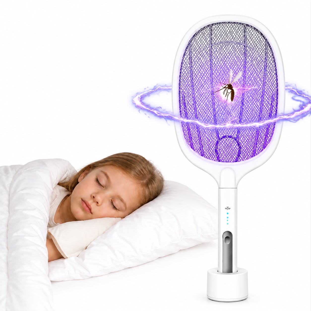 Rechargeable Electric Mosquito Swatter Racket | USB LED Mosquito Killer Bat