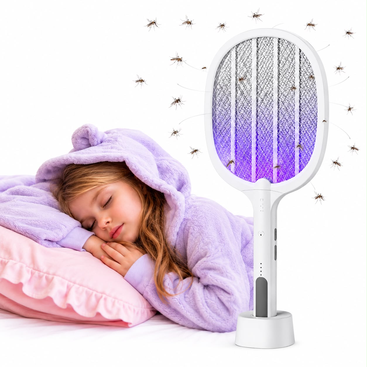 Rechargeable Electric Mosquito Swatter Racket | USB LED Mosquito Killer Bat