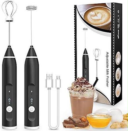 USB Rechargeable Electric Milk Frother | 3-Speed Coffee & Cappuccino Foam Maker