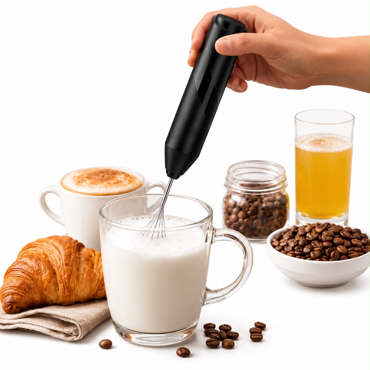 USB Rechargeable Electric Milk Frother | 3-Speed Coffee & Cappuccino Foam Maker