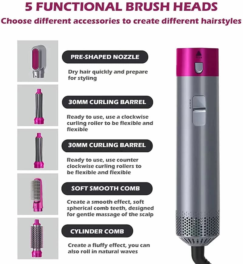5-in-1 Hot Air Styler – Hair Dryer & Multi-Styling Tool